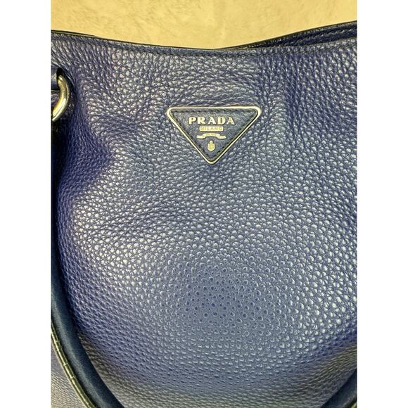 Prada Vitello Daino Tote Bag (Navy Blue) - Picture 1 of 7